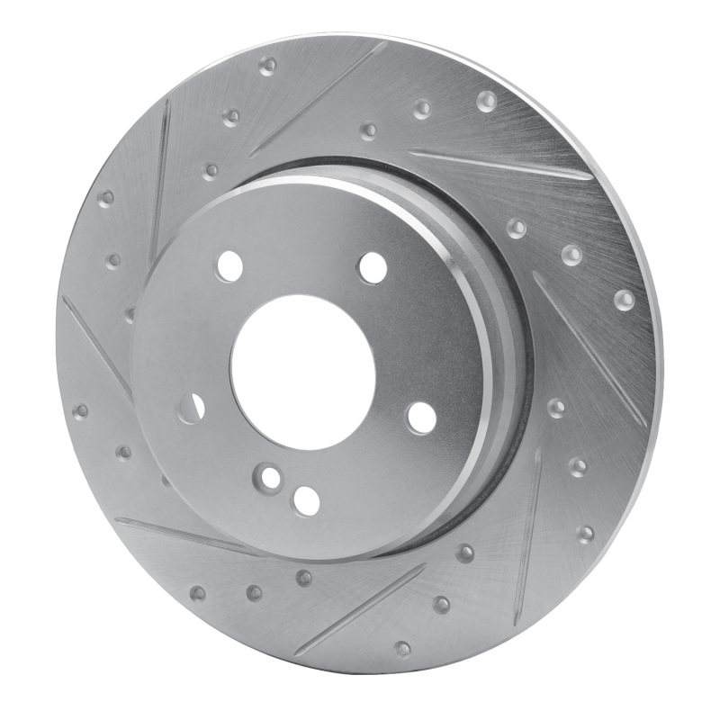 Mercedes-Benz E320 Brake Rotor (1) - Rear Left - R1 Concepts - Drilled & Slotted - Silver - `98-`03
